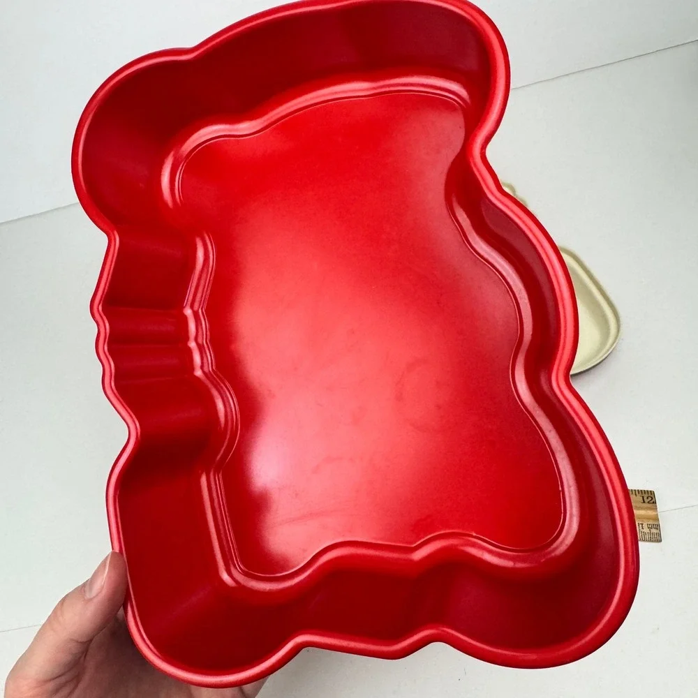 Vtg Teddy‎ Bear Ullman Plastic 3D Collectible Container Christmas Theme w Lid